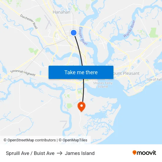 Spruill Ave / Buist Ave to James Island map