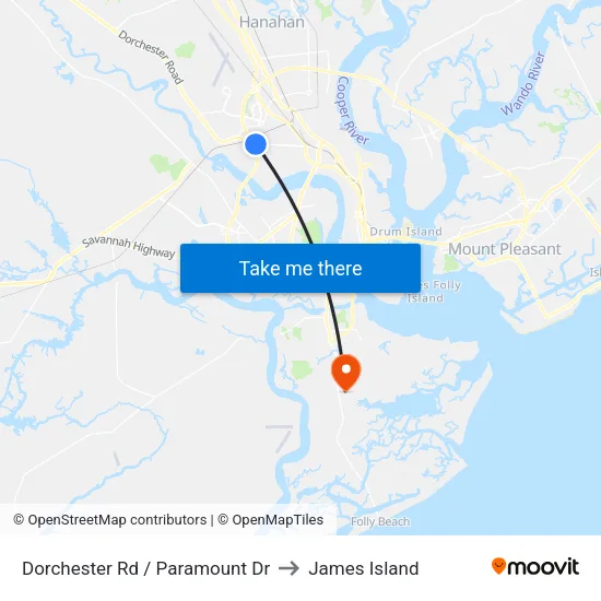 Dorchester Rd / Paramount Dr to James Island map
