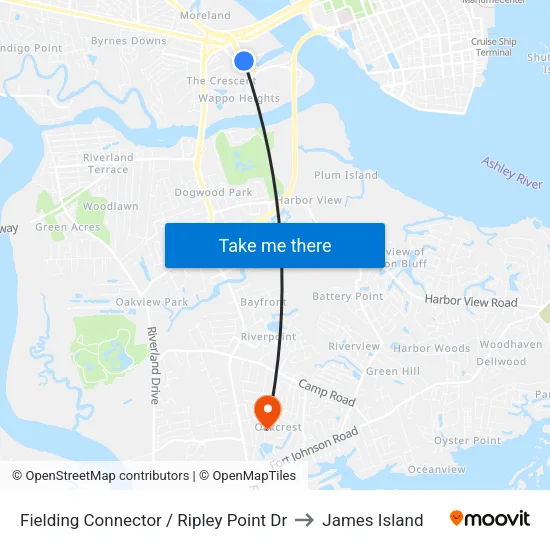 Fielding Connector / Ripley Point Dr to James Island map