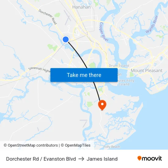 Dorchester Rd / Evanston Blvd to James Island map