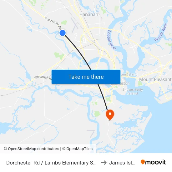 Dorchester Rd / Lambs Elementary School to James Island map