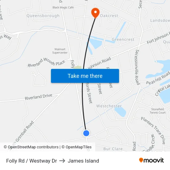 Folly Rd / Westway Dr to James Island map