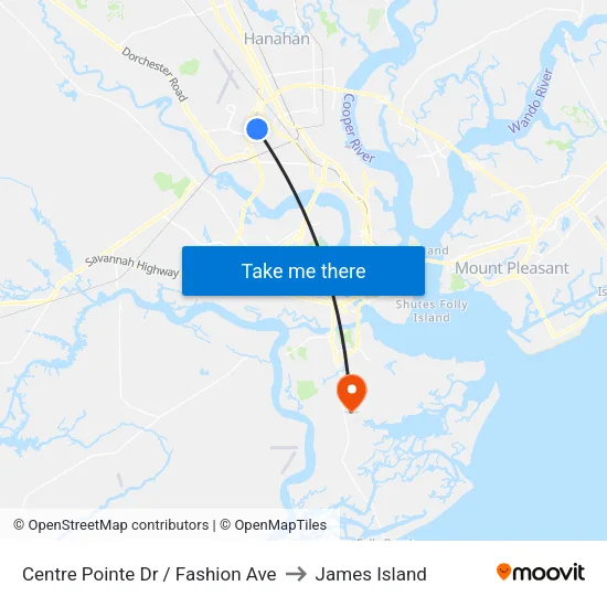 Centre Pointe Dr / Fashion Ave to James Island map
