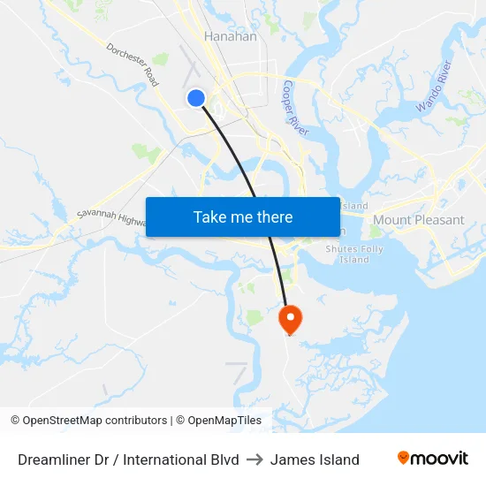 Dreamliner Dr / International Blvd to James Island map