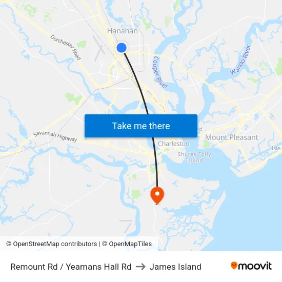 Remount Rd / Yeamans Hall Rd to James Island map