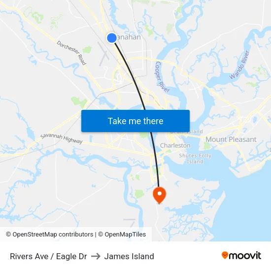 Rivers Ave / Eagle Dr to James Island map