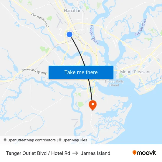 Tanger Outlet Blvd / Hotel Rd to James Island map