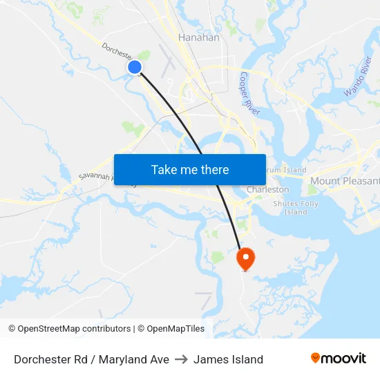 Dorchester Rd / Maryland Ave to James Island map