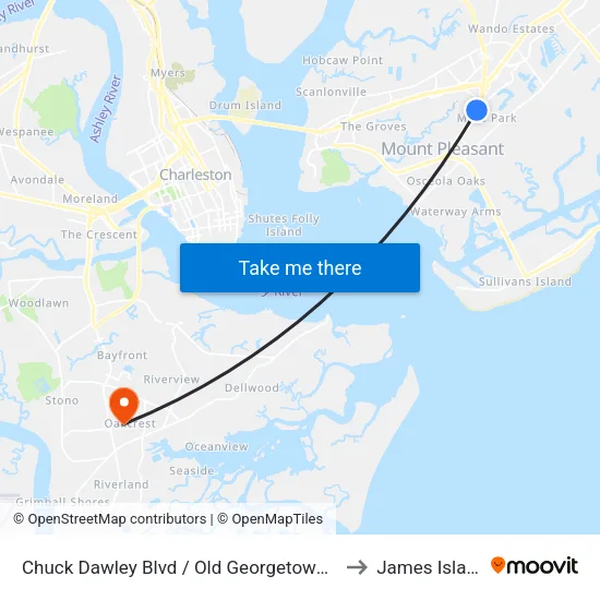 Chuck Dawley Blvd / Old Georgetown Rd to James Island map