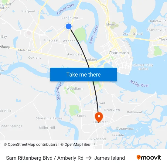Sam Rittenberg Blvd / Amberly Rd to James Island map