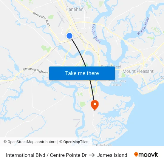 International Blvd / Centre Pointe Dr to James Island map