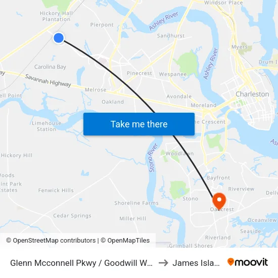 Glenn Mcconnell Pkwy / Goodwill Way to James Island map