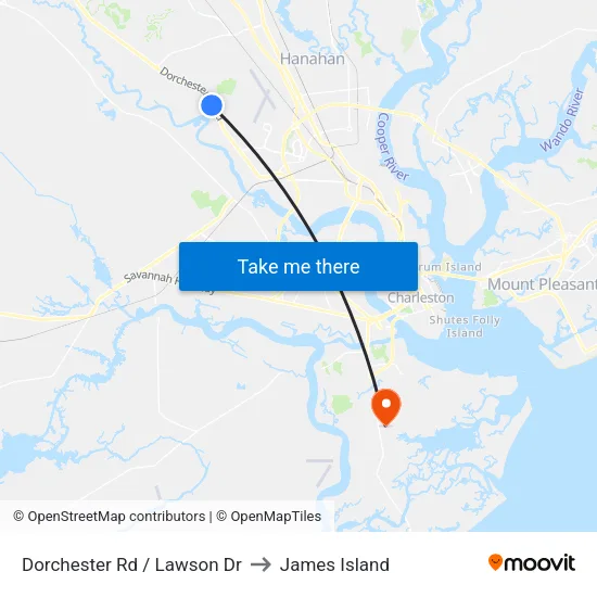 Dorchester Rd / Lawson Dr to James Island map