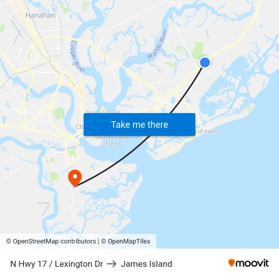 N Hwy 17 / Lexington Dr to James Island map
