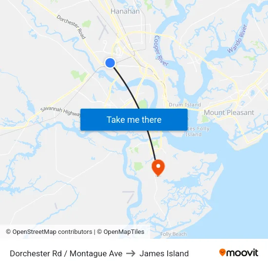 Dorchester Rd / Montague Ave to James Island map