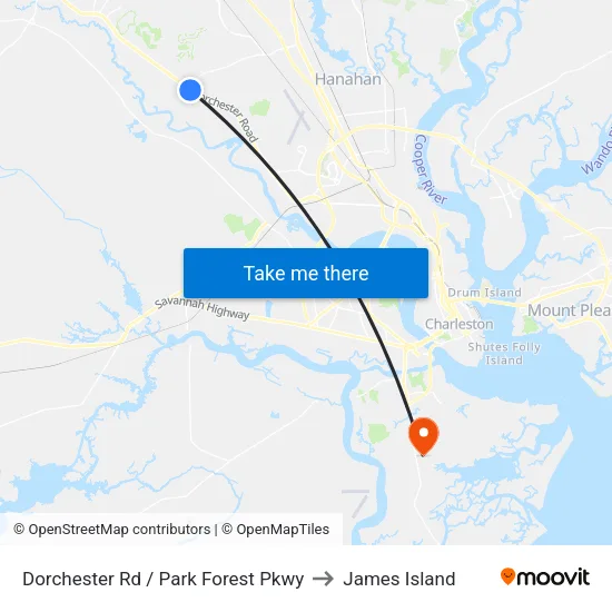 Dorchester Rd / Park Forest Pkwy to James Island map