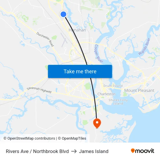 Rivers Ave / Northbrook Blvd to James Island map