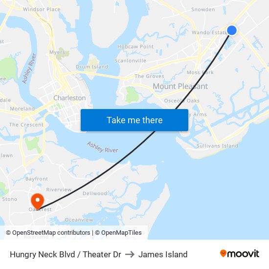 Hungry Neck Blvd / Theater Dr to James Island map