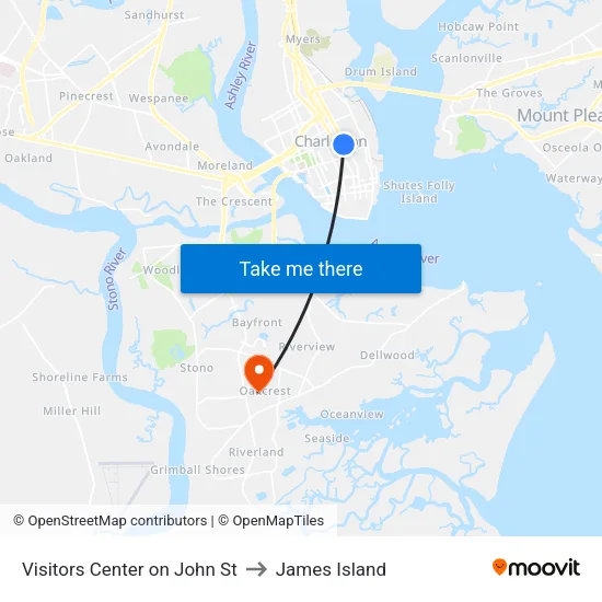 Visitors Center on John St to James Island map
