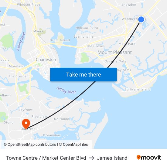 Towne Centre / Market Center Blvd to James Island map