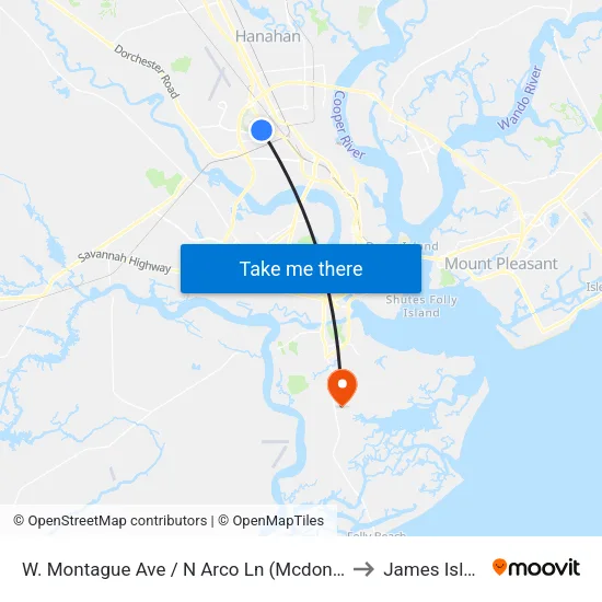 W. Montague Ave / N Arco Ln (Mcdonald'S) to James Island map