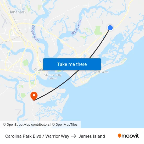 Carolina Park Blvd / Warrior Way to James Island map
