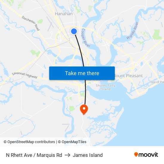 N Rhett Ave / Marquis Rd to James Island map