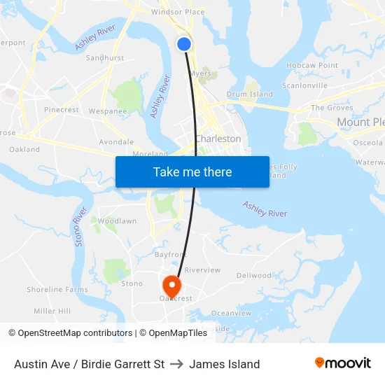 Austin Ave / Birdie Garrett St to James Island map