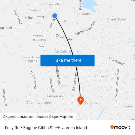 Folly Rd / Eugene Gibbs St to James Island map