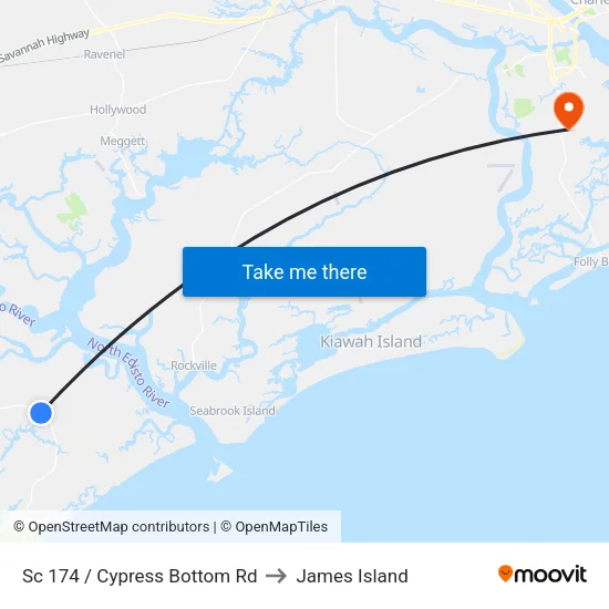 Sc 174 / Cypress Bottom Rd to James Island map