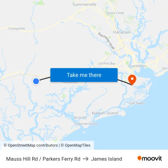 Mauss Hill Rd / Parkers Ferry Rd to James Island map