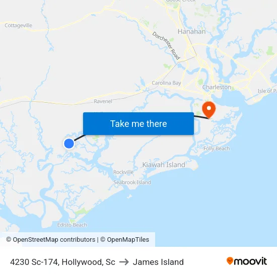 4230 Sc-174, Hollywood, Sc to James Island map
