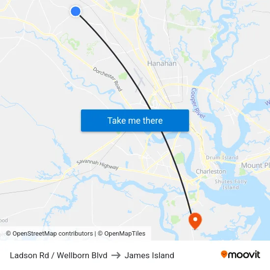 Ladson Rd / Wellborn Blvd to James Island map