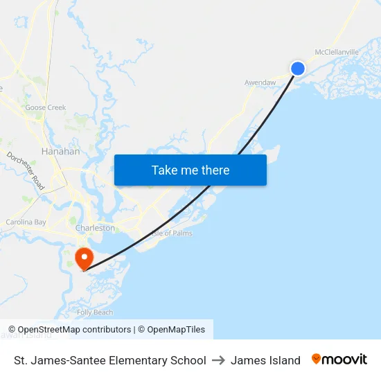 St. James-Santee Elementary School to James Island map