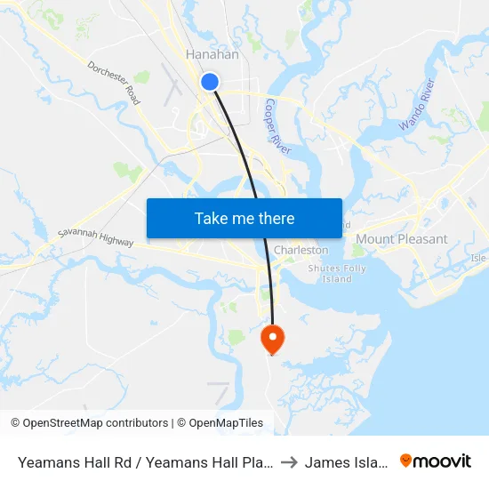 Yeamans Hall Rd / Yeamans Hall Plaza to James Island map