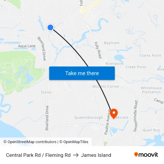 Central Park Rd / Fleming Rd to James Island map