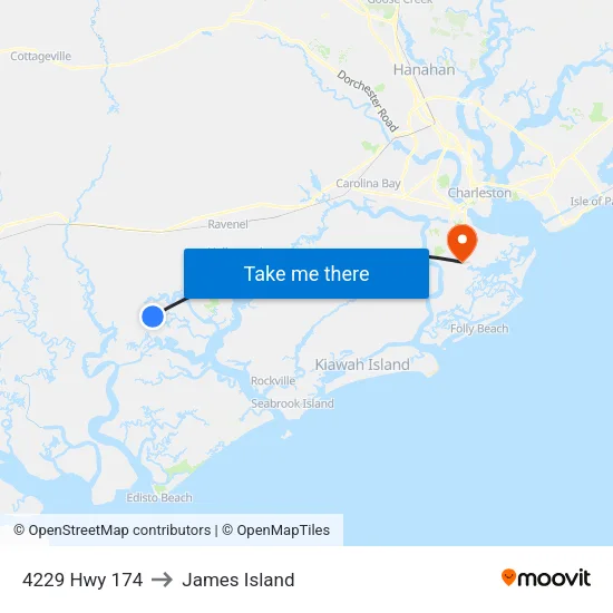 4229 Hwy 174 to James Island map
