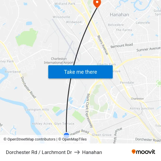 Dorchester Rd / Larchmont Dr to Hanahan map
