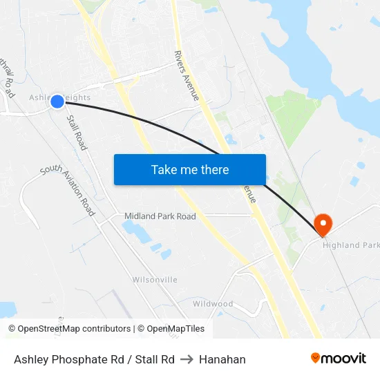 Ashley Phosphate Rd / Stall Rd to Hanahan map