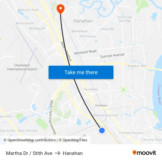 Martha Dr / Stith Ave to Hanahan map