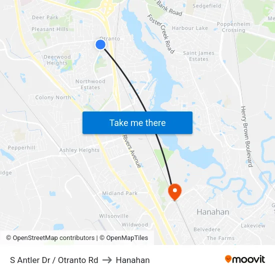 S Antler Dr / Otranto Rd to Hanahan map