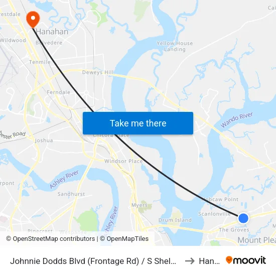 Johnnie Dodds Blvd (Frontage Rd) / S Shelmore Blvd (N Of Hwy 17) to Hanahan map