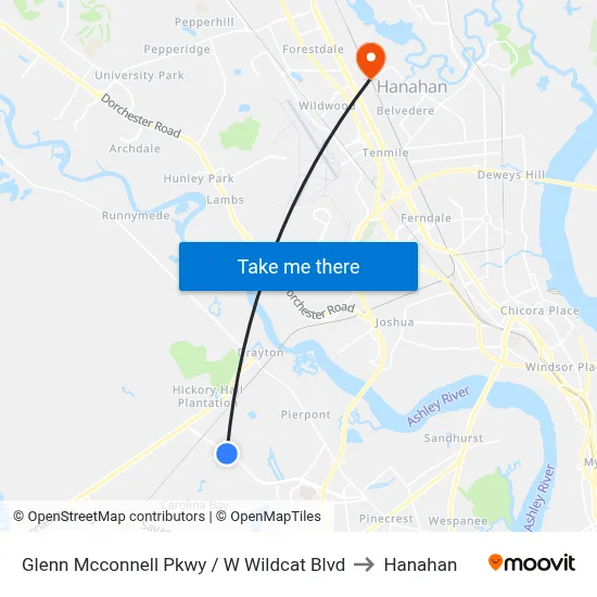 Glenn Mcconnell Pkwy / W Wildcat Blvd to Hanahan map