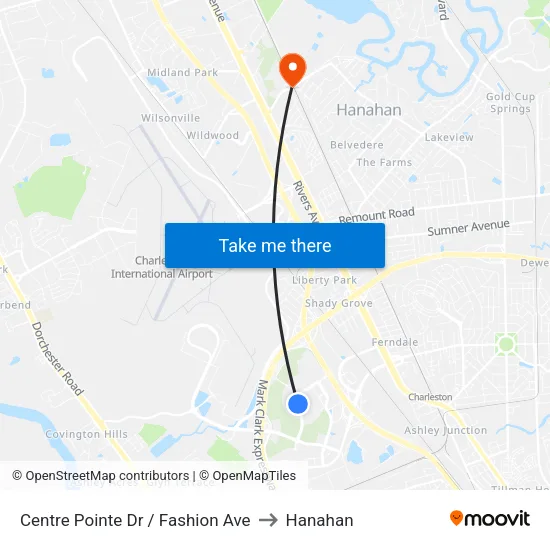 Centre Pointe Dr / Fashion Ave to Hanahan map