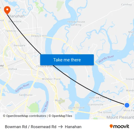 Bowman Rd / Rosemead Rd to Hanahan map