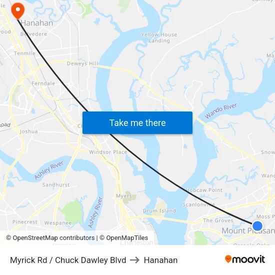 Myrick Rd / Chuck Dawley Blvd to Hanahan map