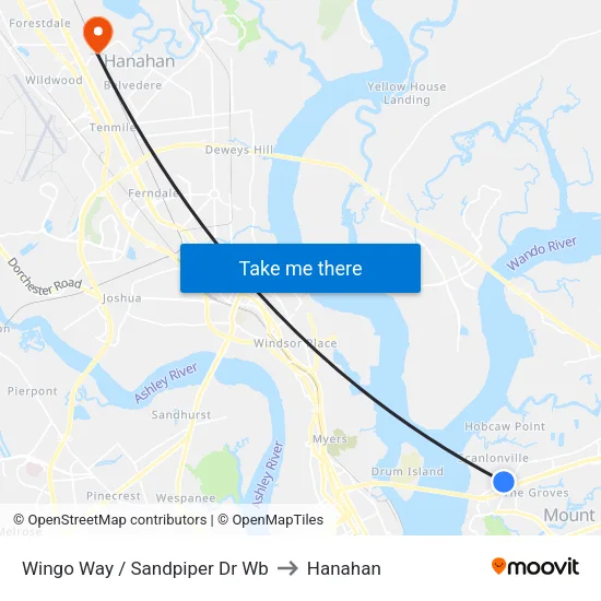 Wingo Way / Sandpiper Dr Wb to Hanahan map