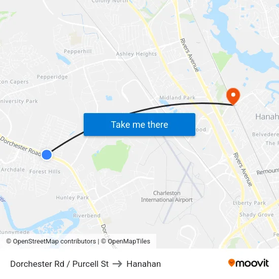 Dorchester Rd / Purcell St to Hanahan map