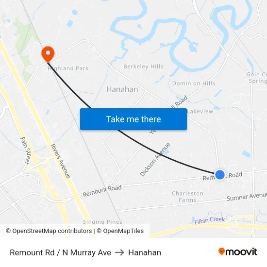 Remount Rd / N Murray Ave to Hanahan map