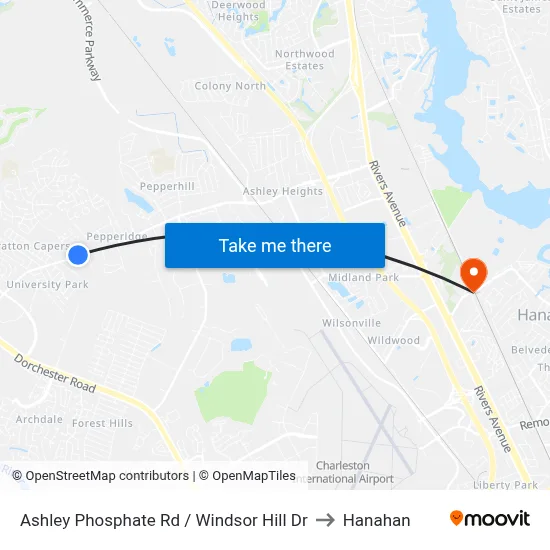 Ashley Phosphate Rd / Windsor Hill Dr to Hanahan map